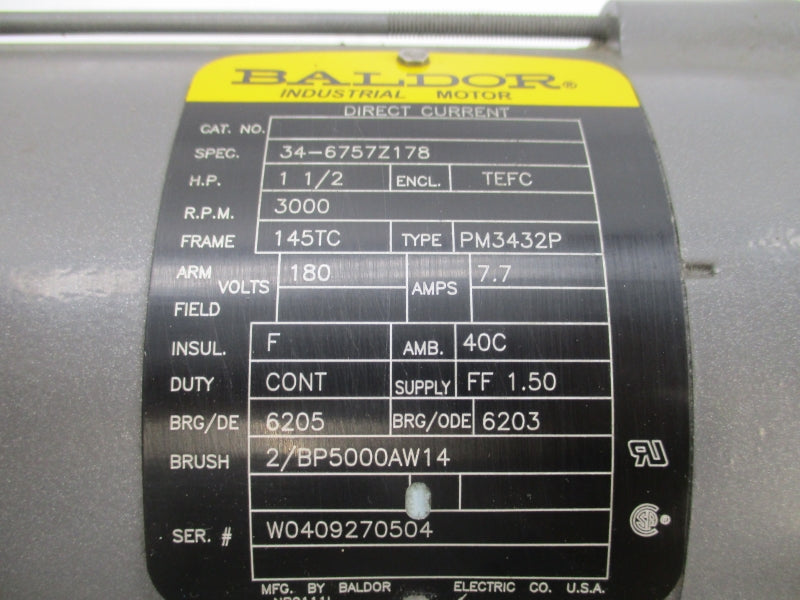 BALDOR 34-6757Z178 180V 7.7A NSMP