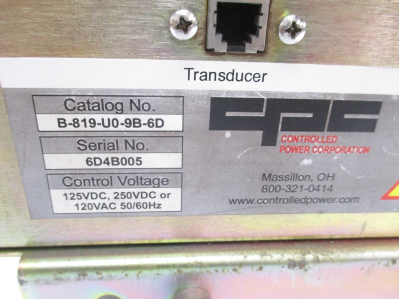 CONTROLLED POWER CORPORATION B-819-U0-9B-6D 250VDC UNMP