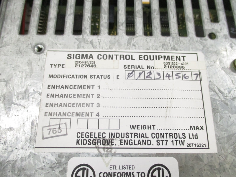 SIGMA CONTROL EQUIPMENT 20X4494/20B 2127648 UNMP