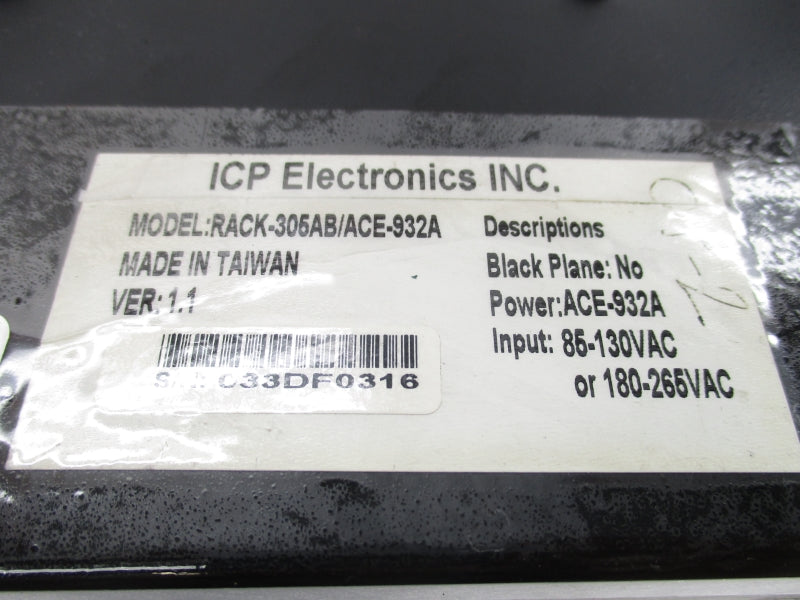 ICP ELECTRONICS RACK-305AB/ACE-932A 180-265VAC 1A NSNP