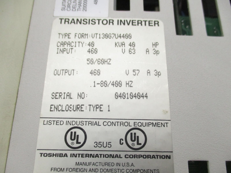 TOSHIBA VT130G7U4400 460V 63A UNMP