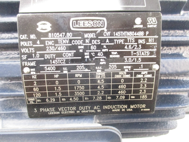 LEESON CVF145THTN8044BBP 810547.00 230/460V 4.6/2.3A NSNP