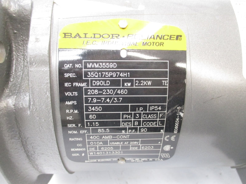 BALDOR 35Q175P974H1 MVM3559D 208-230/460V 7.9-7.4/3.7A NSNP