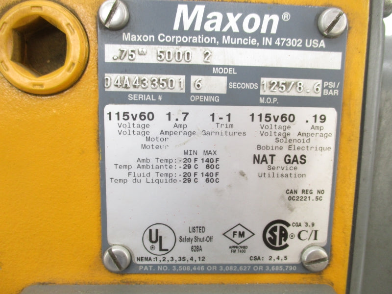 MAXON .75"50002 115V 1.7A 125PSI UNMP