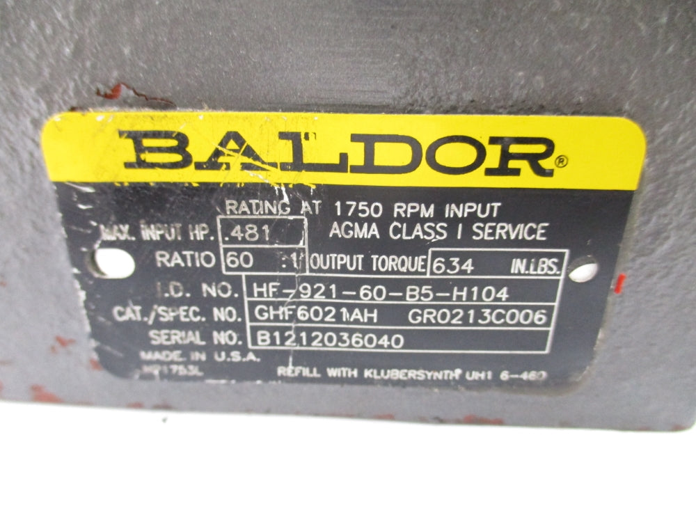 BALDOR GHF6021AH HF921-60-B5-H104 NSNP