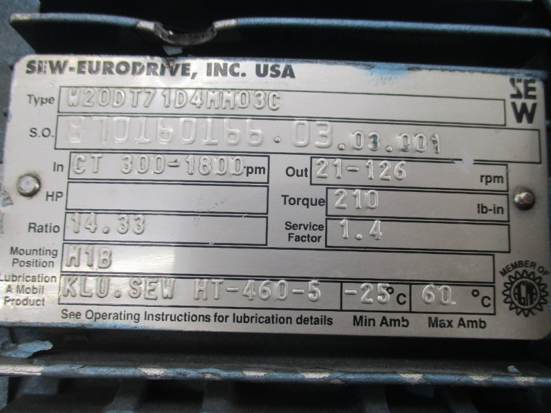 SEW-EURODRIVE W20DT71D4MM03C NSNP