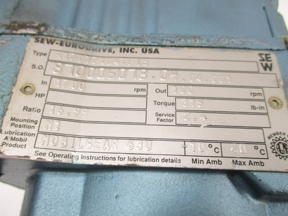 SEW-EURODRIVE R17DT71D4TFIS DFT71D4TFIS 266V 1.73/1.00A UNMP