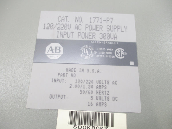 ALLEN BRADLEY 1771-P7 120/220VAC 16A NSMP