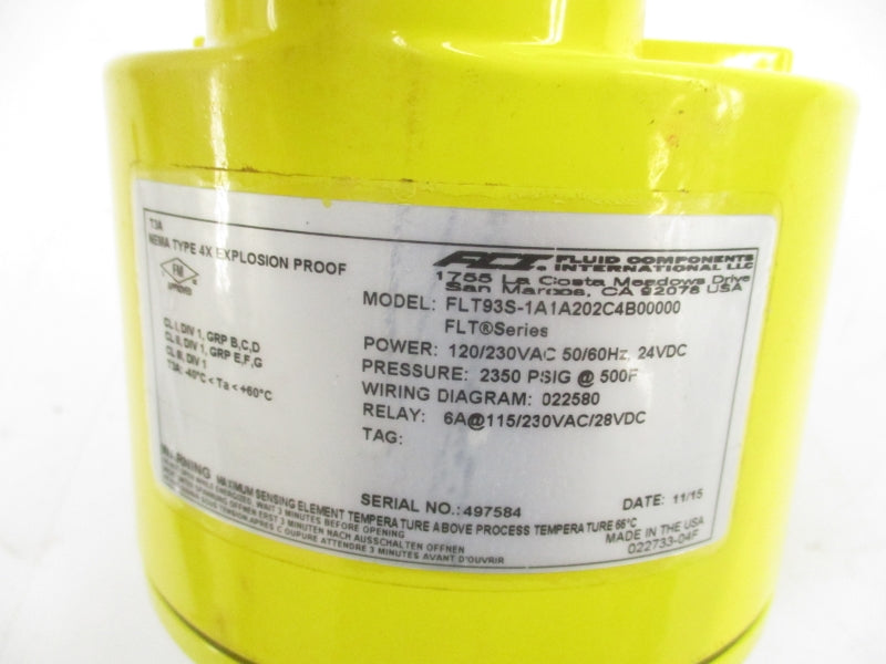 FLUID COMPONENTS INTERNATIONAL FLT93S-1A1A202C4B00000 115/230VAC 6A 2350PSI NSNP