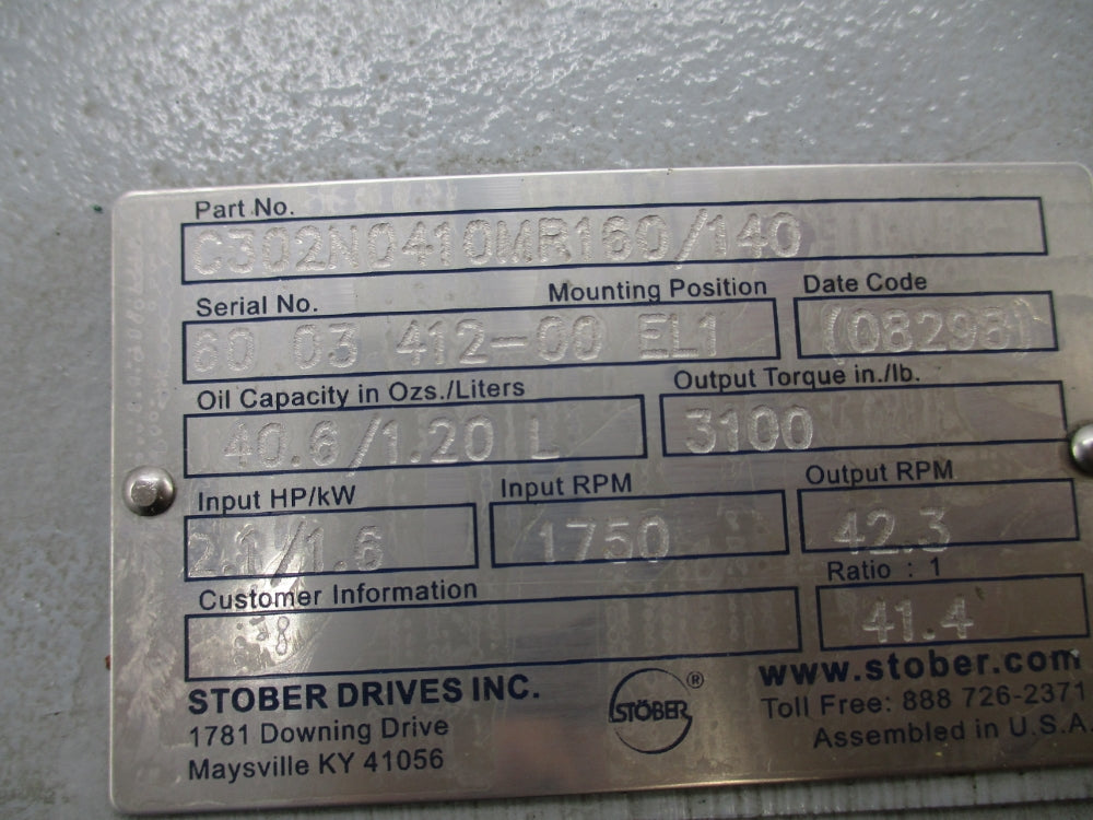 STOBER DRIVES C302N0410MR160/140 NSNP