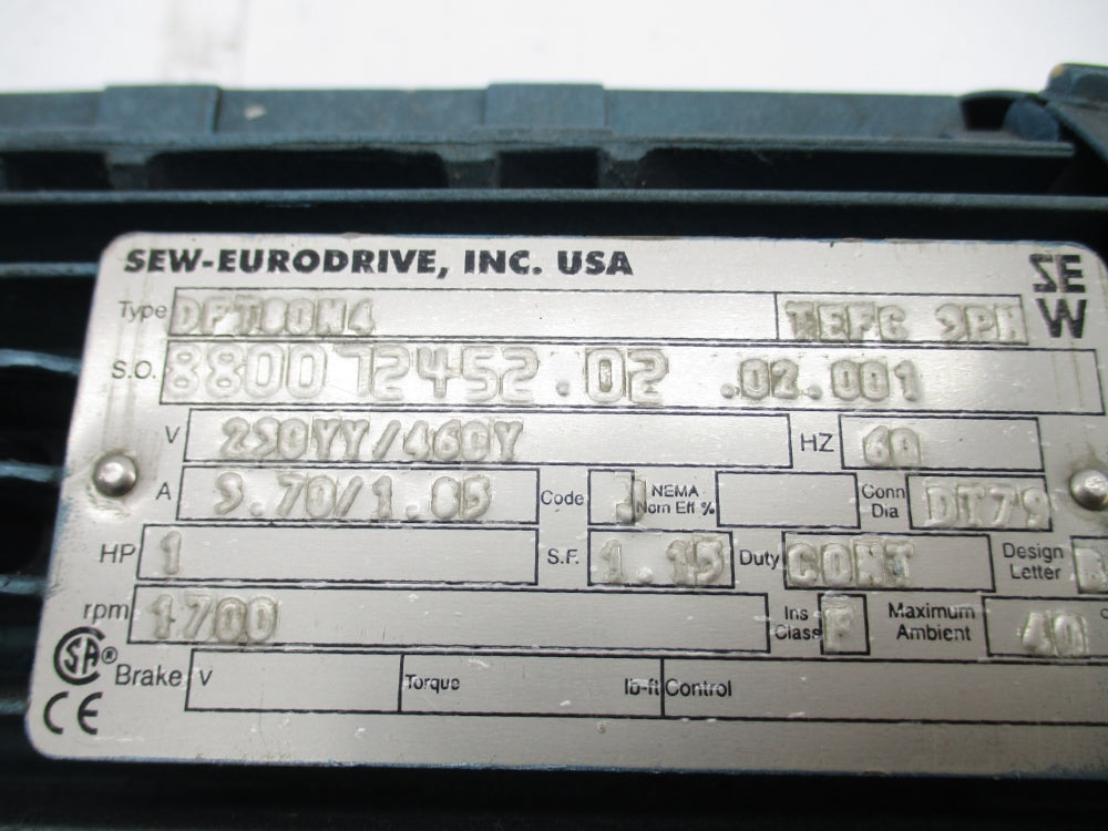SEW-EURODRIVE R47DT80N4 DFT80N4 (AS PICTURED) NSNP