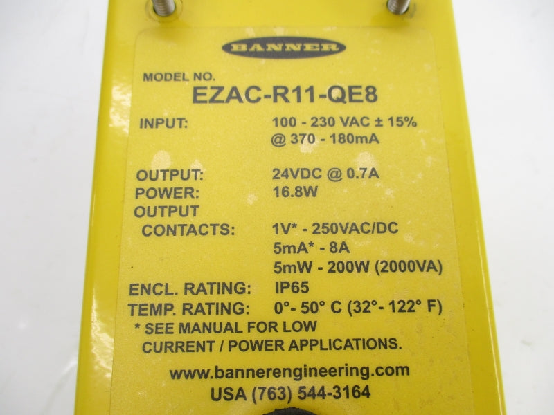 BANNER ENGINEERING EZAC-R11-QE8 100-230VAC 8A UNMP