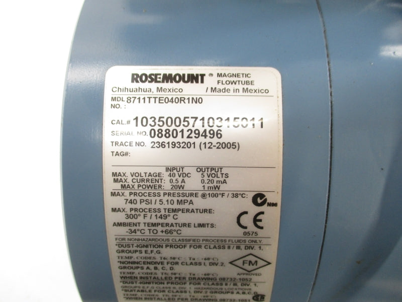 ROSEMOUNT 8711TTE040R1N0 40VDC 0.5A 740PSI NSNP