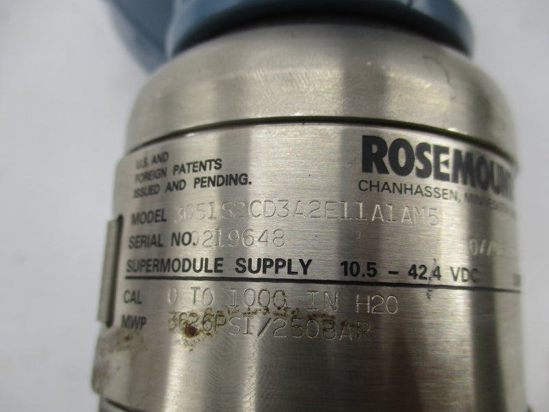 ROSEMOUNT 3051S2CD3A2E11A1AM5 10.5-42.4VDC 3626PSI NSNP