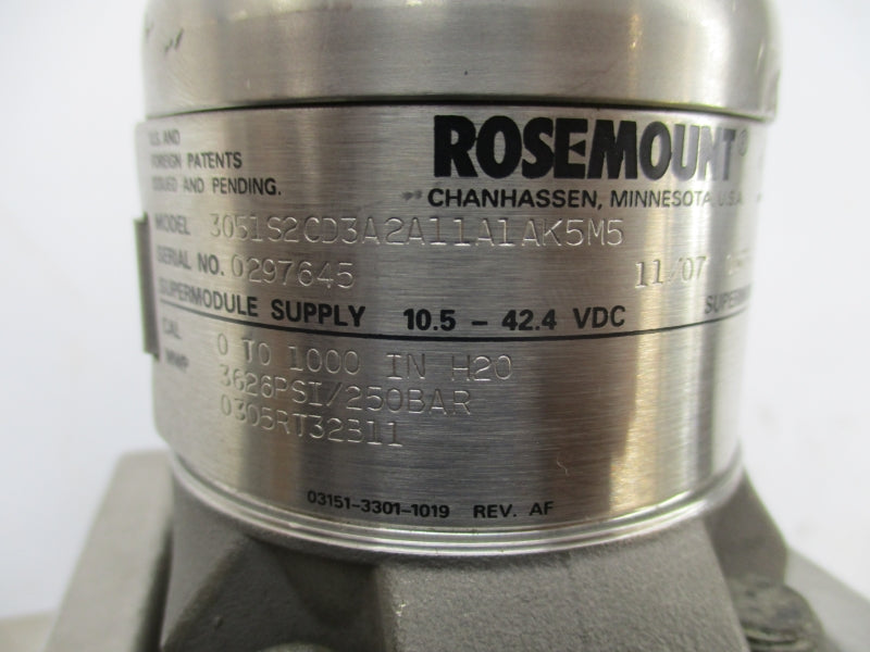 ROSEMOUNT 3051S2CD3A2A11A1K5M5 10.5-42.4VDC 3626PSI (NO COVER)  NSNP