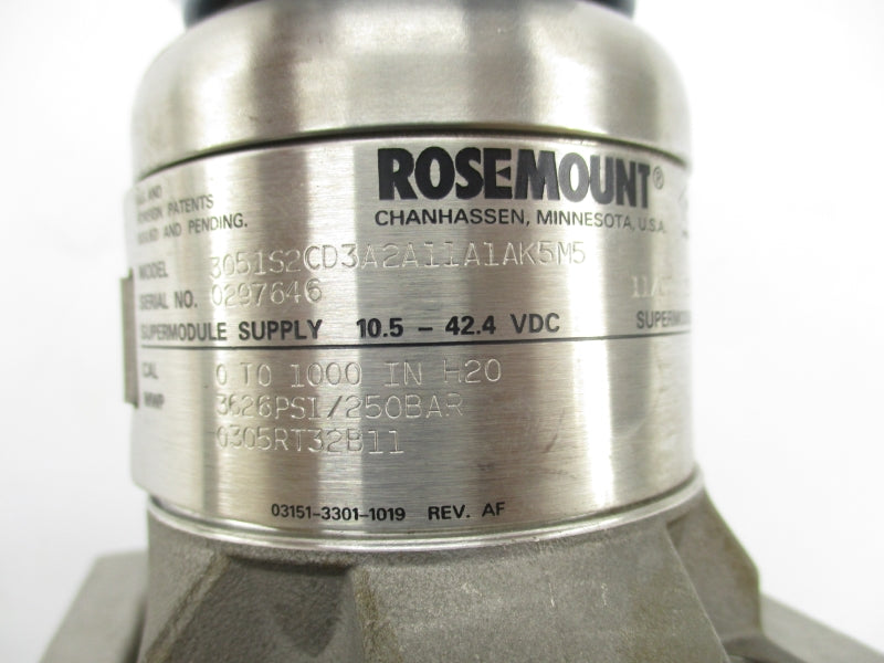 ROSEMOUNT 3051S2CD3A2A11A1AK5M5 10.5-42.4VDC 3626PSI NSNP