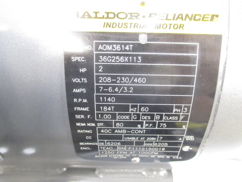 BALDOR AOM3614T 208-230/460V 7-6.4/3.2A NSNP