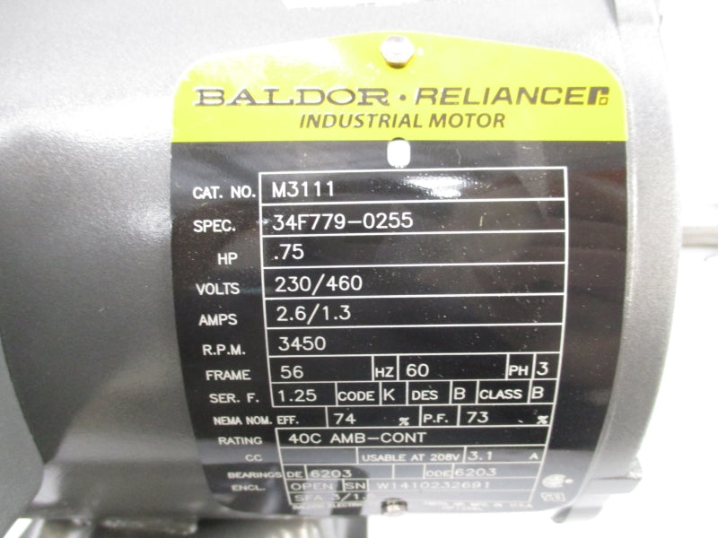 BALDOR M3111 230/460V 2.6/1.3A NSMP