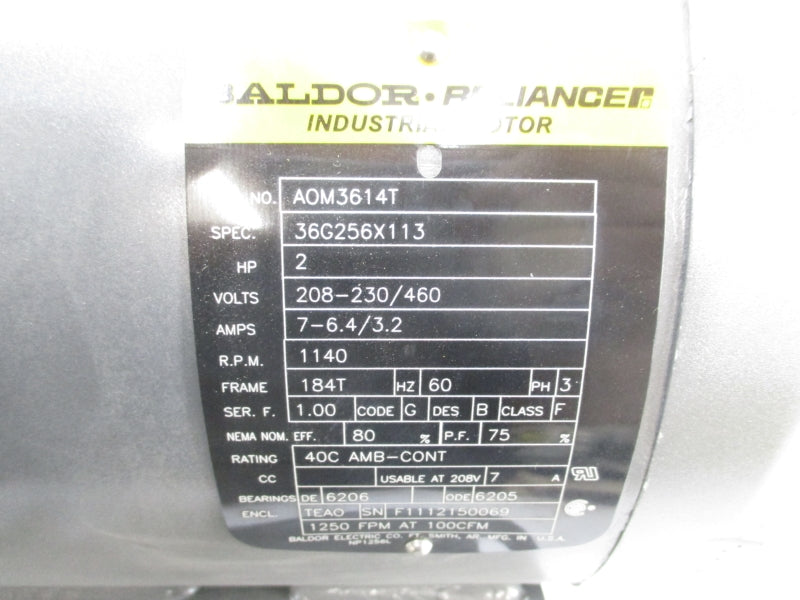 BALDOR AOM3614T 208-230/460V 7-6.4/3.2A NSMP