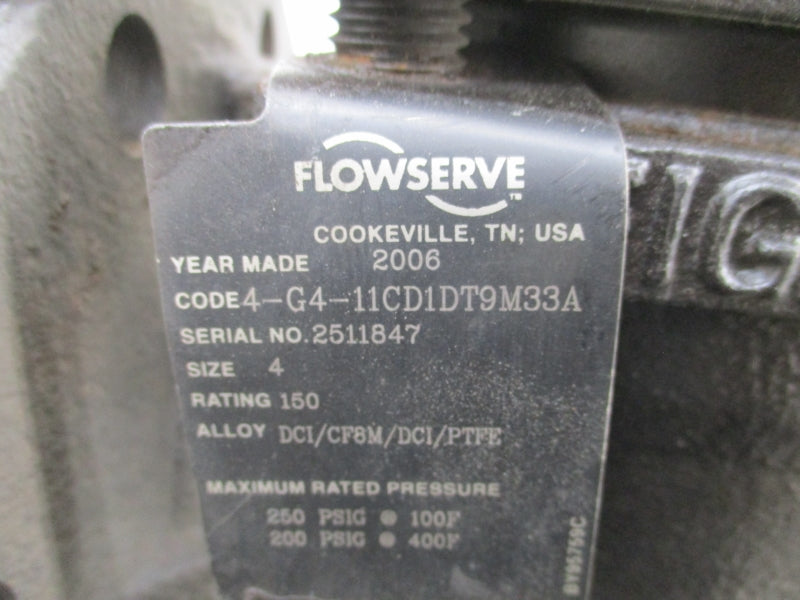 FLOWSERVE 4-G4-11CD1DT9M33A 250PSI 4" NSNP