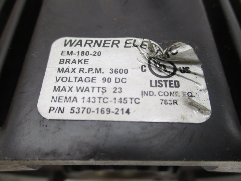 WARNER ELECTRIC 5370-169-214 EM-180-20 90VDC UNMP
