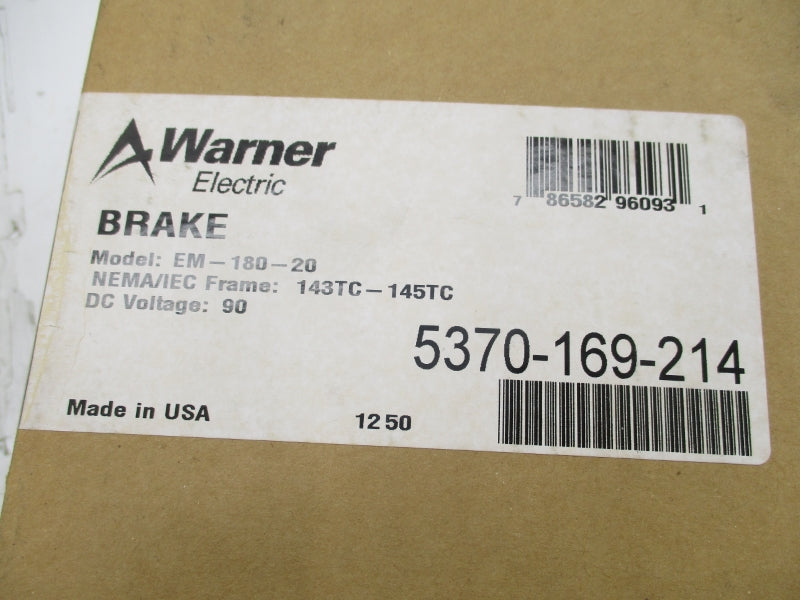 WARNER ELECTRIC 5370-169-214 EM-180-20 90VDC NSFS
