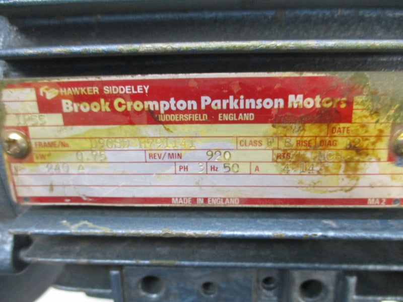 BROOK CROMPTON PARKINSON MOTORS D90SD 240V 4.14A UNMP