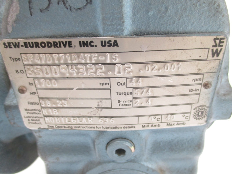 SEW-EURODRIVE SF47DT71D4TF-IS DFT71D4TF-IS 266/460V 1.73/1.00A UNMP