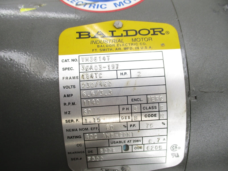 BALDOR VM3614T 230/460V 6.6/3.3A UNMP