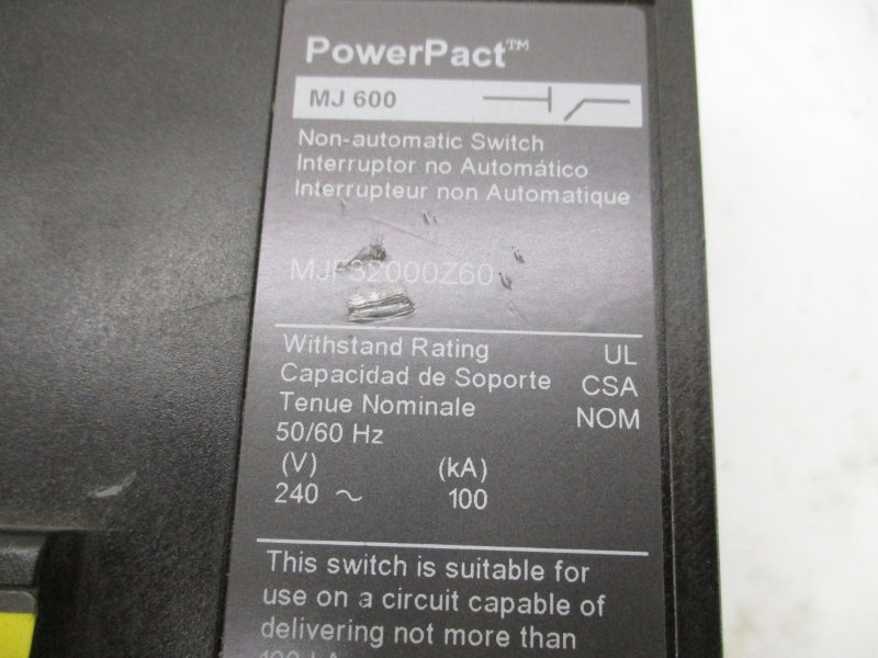 SQUARE D MJF32000Z60 240V 600A UNMP