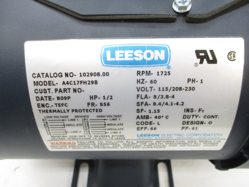 LEESON A4C17FH29B 102908.00 115/208-230V 8.4/4.1-4.2 NSNP