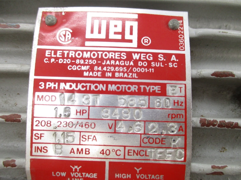 WEG 143T585 208-230/460V 2.3A UNMP