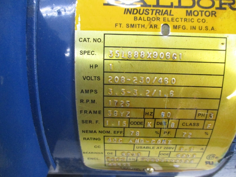 BALDOR 35L888X906G1 208-230/460V 3.5-3.2/1.6A UNMP