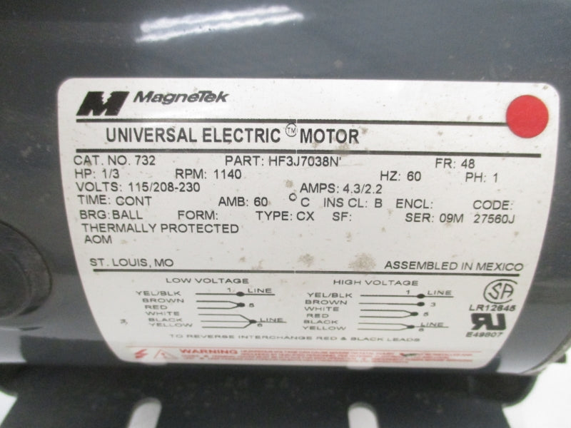 MAGNETEK HF3J7038N 732 115/208-230V 4.3/2.2A NSNP