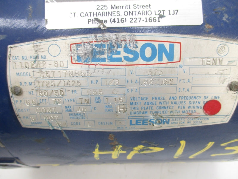 LEESON C6T17NB5B 110212-80 575V .52/.68A UNMP