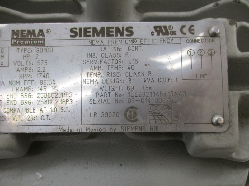 SIEMENS 1LE23211AB413AA3 575V 2.2A UNMP