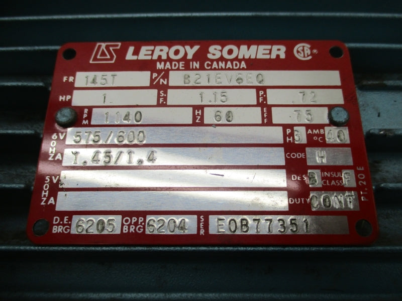 LEROY SOMER B21EV6EQ 575/600V 1.45/1.4A NSNP