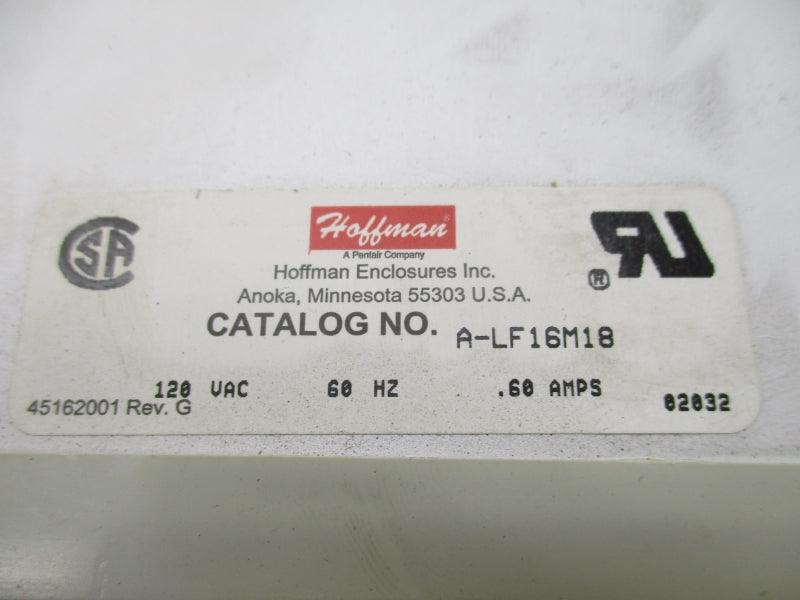HOFFMAN A-LF16M18 120VAC .60A NSNP