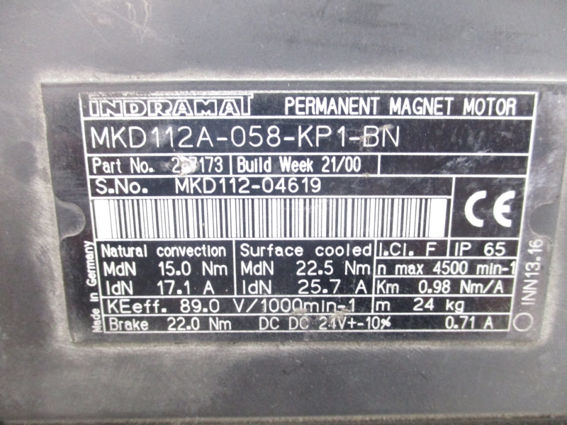 INDRAMAT MKD112A-058-KP1-BN 287173 89.0V 25.7A NSNP