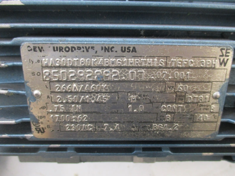SEW-EURODRIVE WA30DT80K4BMG1HRTHIS 266/460V 2.50/1.45A (AS PICTURED) NSNP