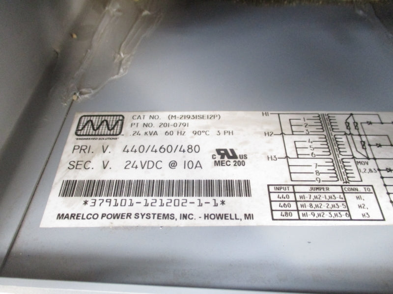 MARELCO POWER SYSTEMS M-21931SE12P 201-0791 24VDC 10A UNMP