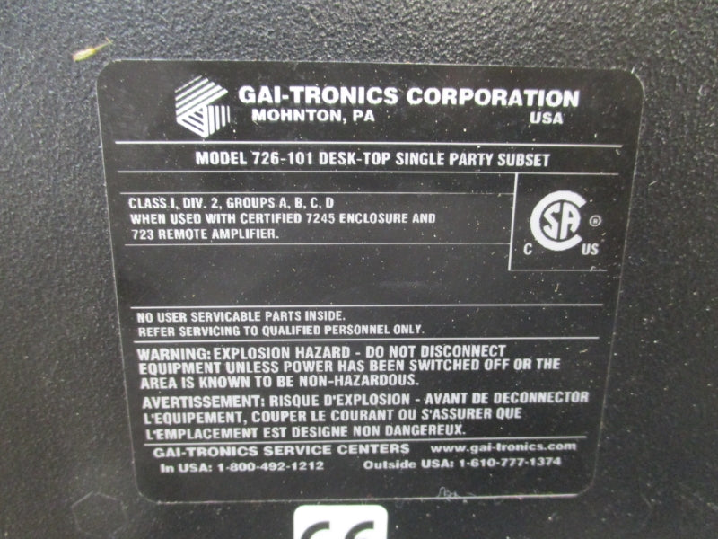 GAI-TRONICS 726-101 NSMP