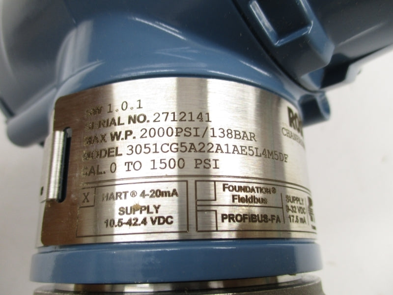 ROSEMOUNT 3051CG5A22A1AE5L4M5DF 10.5-42.4VDC 4-20MA 0-1500PSI NSMP
