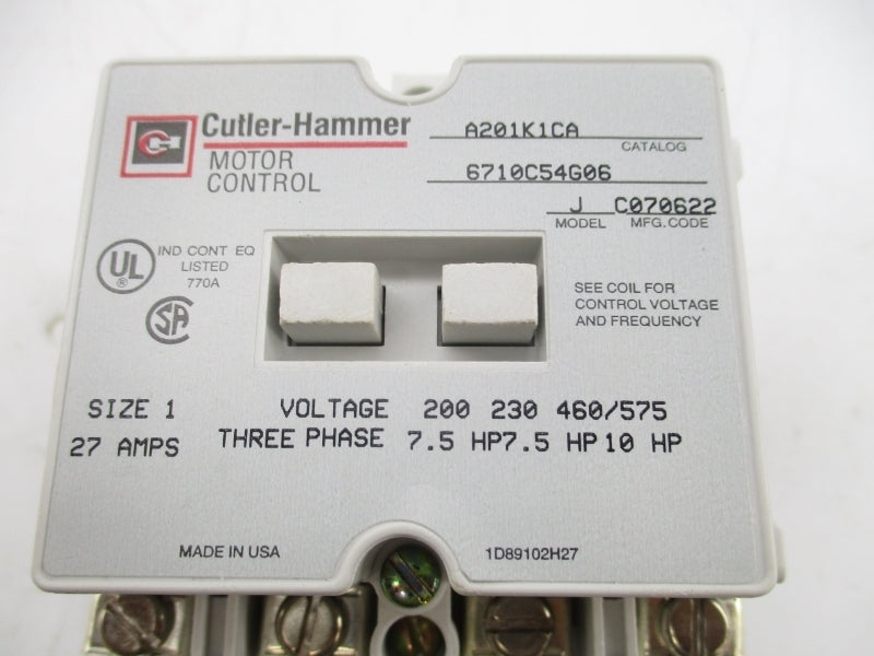 CUTLER HAMMER A201K1CA 6710C54G06 110/120V 27A NSMP