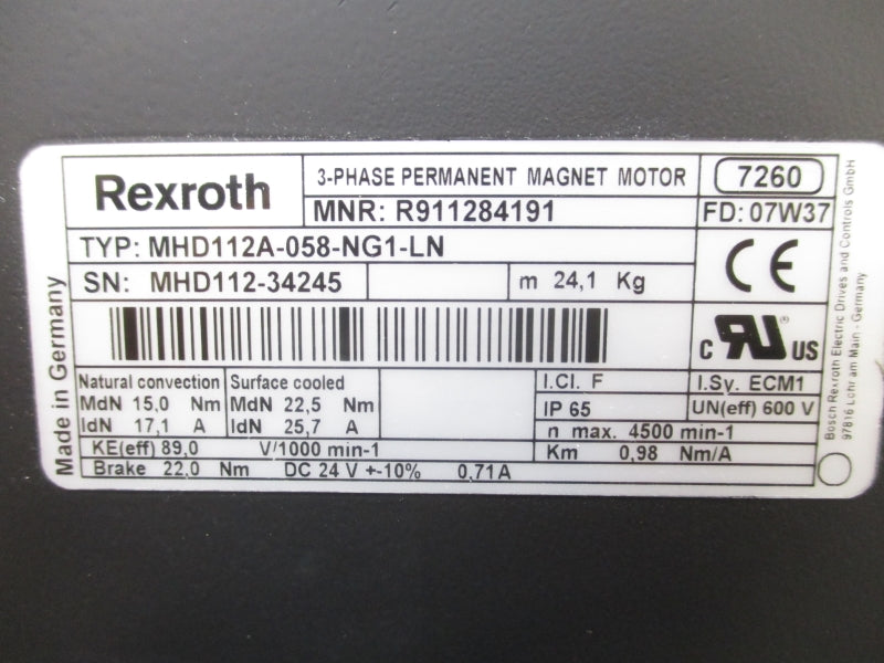 REXROTH MHD112A-058-NG1-LN R911284191 600V 25.7A NSMP