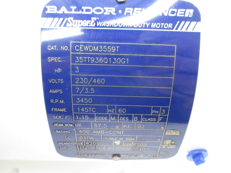 BALDOR CEWDM3559T 230/460V 7/3.5A NSMP