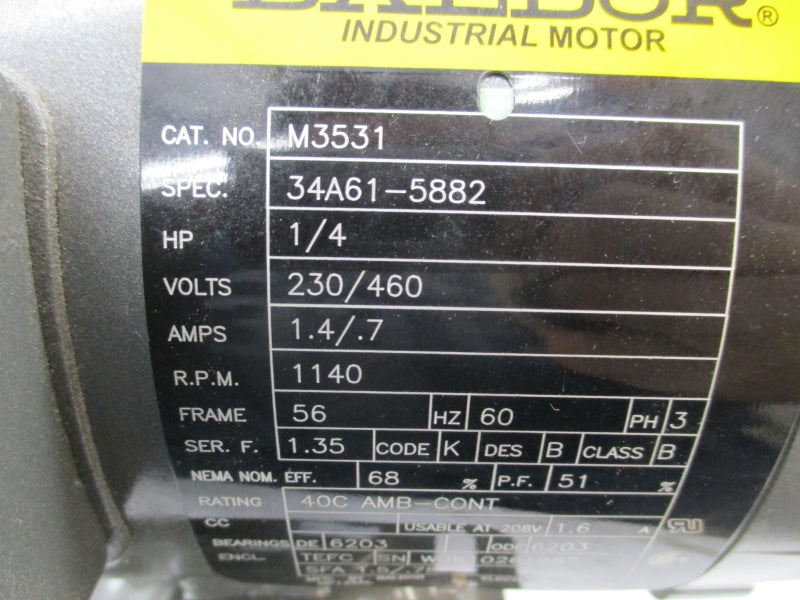 BALDOR M3531 34A61-5882 230/460V 1.4/.7A NSNP
