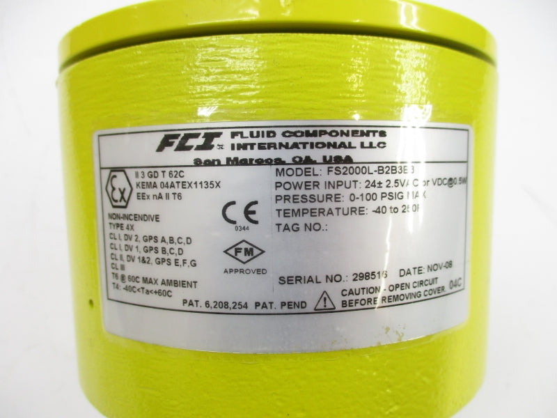 FLUID COMPONENTS INTERNATIONAL FS2000L-B2B3B3 2.5VAC 0-100PSI NSMP