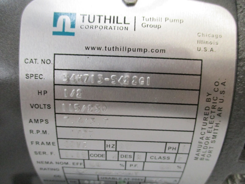 TUTHILL 34H713-5422G1 115/230V 7.4/3.7A NSNP