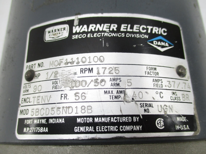 WARNER ELECTRIC M0F1110100 100/50V .37/7.4A UNMP